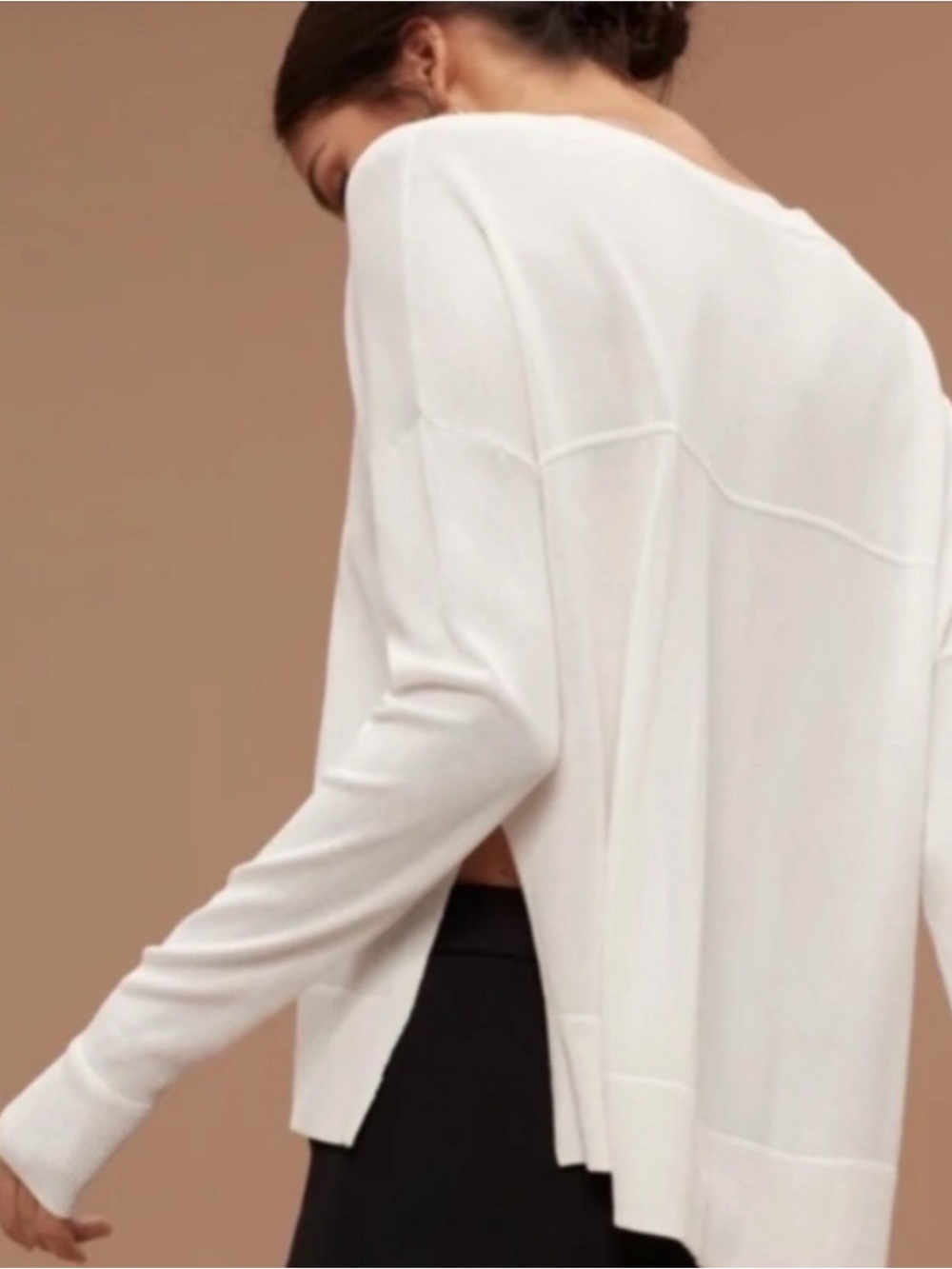 Aritzia Wilfred Librement Asymmetrical White Knit Top - Picture 2 of 8